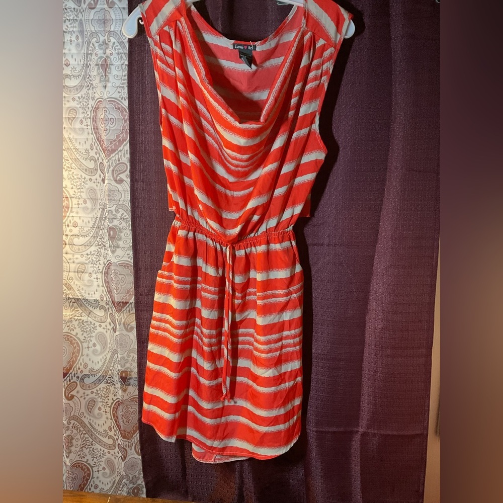 Express Coral and White Striped Mini Dress